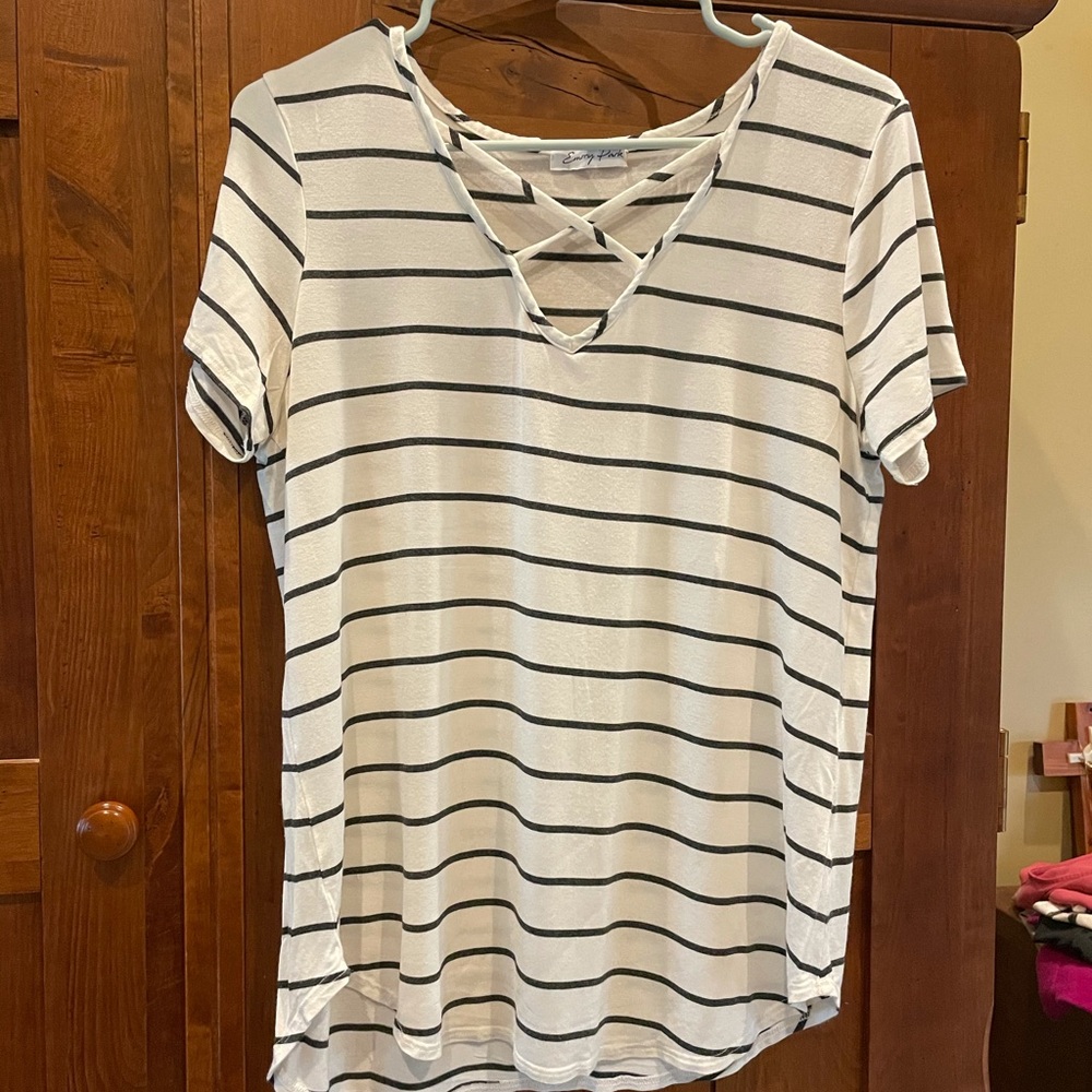 Emory Park Dulce Short Sleeve Striped Knit Top